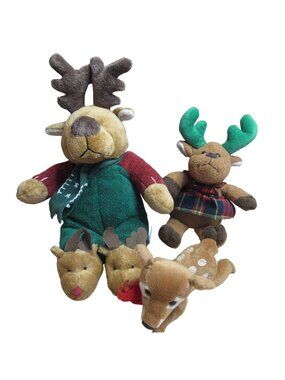 Set of 3 - Plush Christmas Reindeer Collection